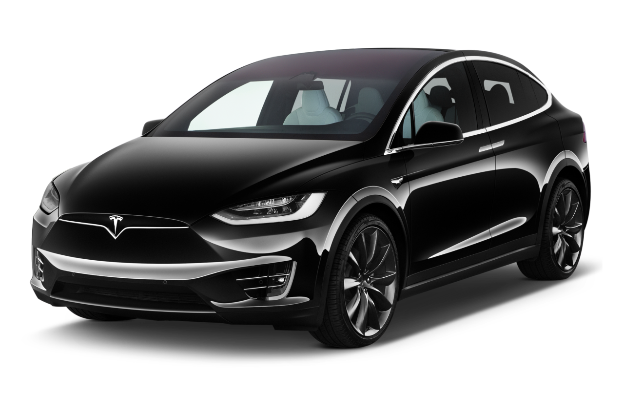 Front three quarter view of a Front three quarter view of a 2021 Tesla Model X Long Range Plus 5 Door SUV angular front stock photos of front three quarter view